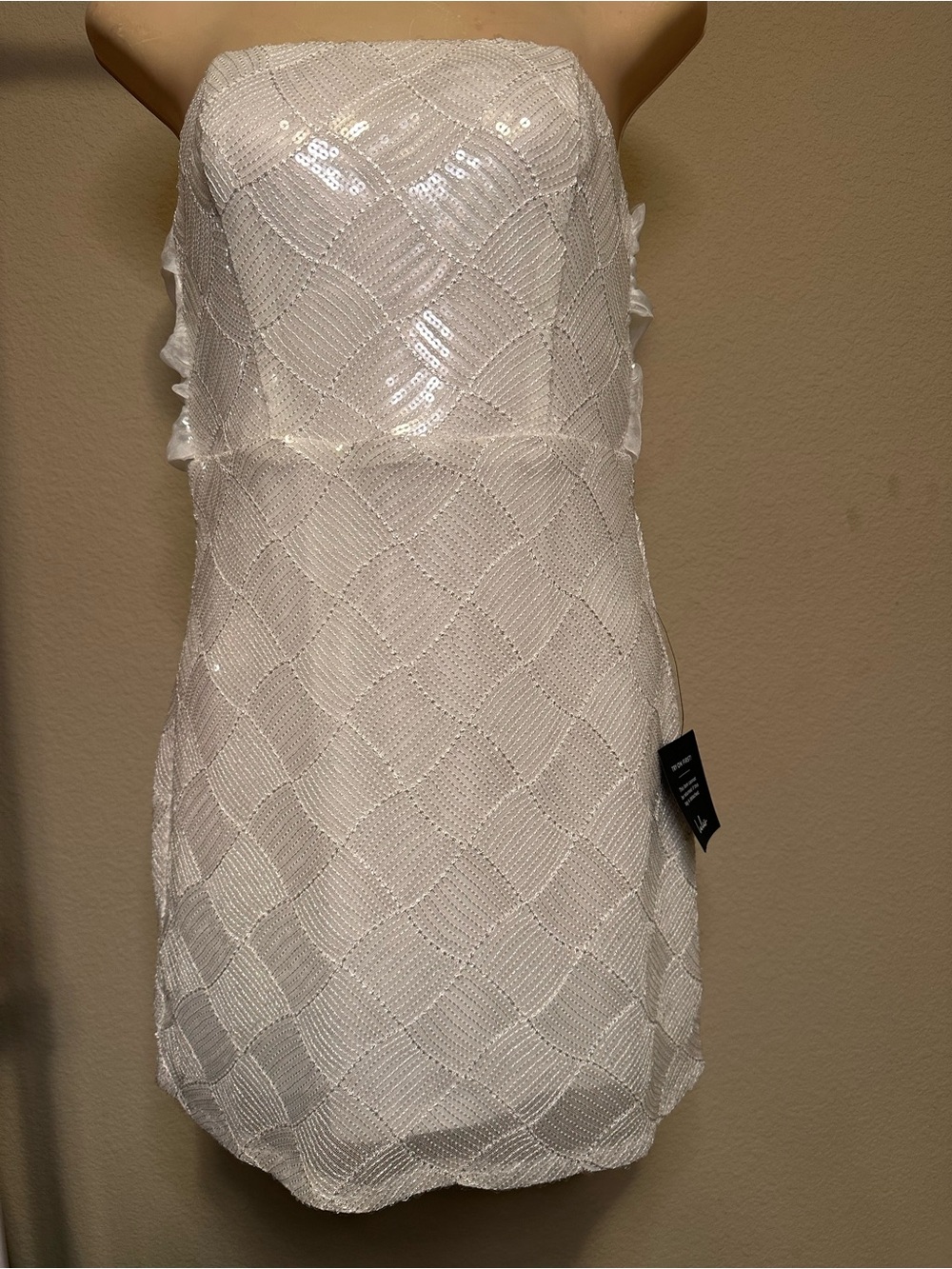 Lulu's White Strapless Sequin Mini Dress